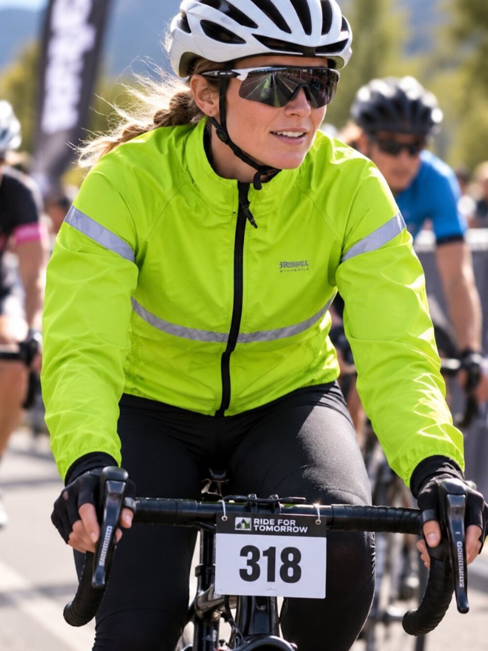 Ladies Hi-Vis Yellow Cycling Jacket-XS